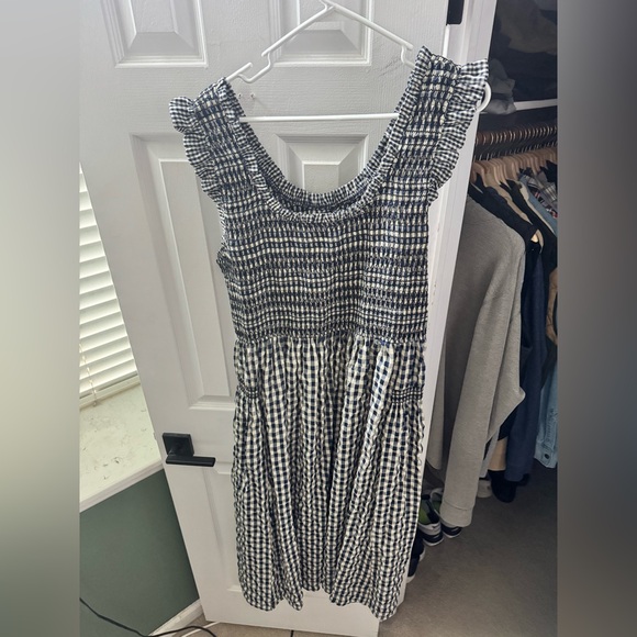 POMANDER PLACE
Navy Gingham Smocked Abilene Midi Dress - Picture 5 of 5